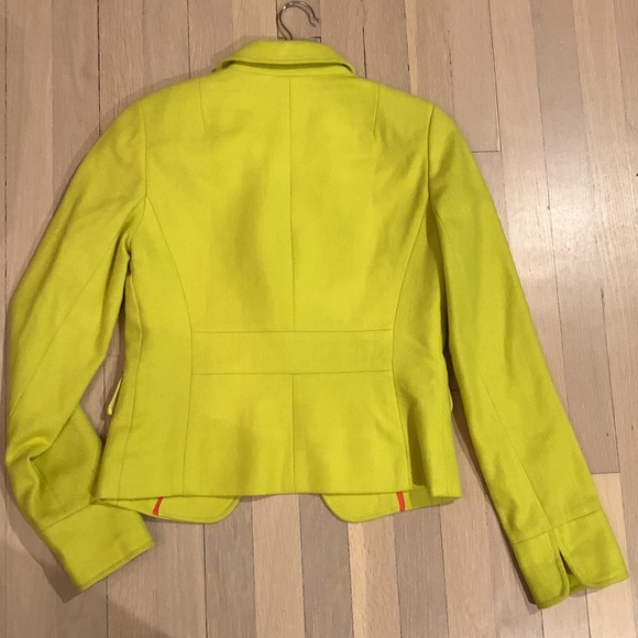 J. Crew Neon Acid Yellow Green Ecole Lightweight Wool Blogger Fav Blazer Chic - Picture 3 of 12